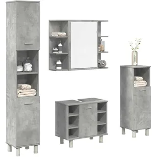 vidaXL 4-tlg. Badmöbel-Set Betongrau Holzwerkstoff
