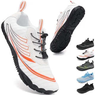 ZDQ Barfußschuhe Herren Damen Sommer Leicht Barfuss Schuhe Outdoor Atmungsaktiv Barfussschuhe Bequeme Barefoot Shoes mit Breite Zehenbox Weiß 43 EU - 43 EU