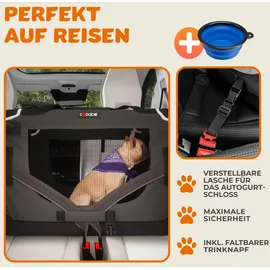 CADOCA CADOCA® Hundetransportbox faltbar Katzentransportbox Transportbox Autobox Hundebox Box versch. Größen Farbwahl, XXXL 101x70x70cm atmungsaktiv robust Transporttasche Haustiertransportbox Hundetragetasche Anthrazit