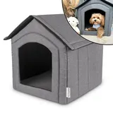 Petsona Hundehöhle Hundehütte Faltbare Mit Herausnehmbarem Dach Hundehaus Hundebett Katzenbett Haustierbett Schlafplatz Größe L, Grau