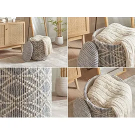 FineBuy Sitzhocker mit Stauraum Stoff 40 x 45 x 40 cm Grau