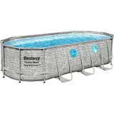 BESTWAY Bestway® Power SteelTM Swim Vista SeriesTM Ersatz Frame Pool ohne Zubehör 549 x 274 x 122 cm, Steinwand-Optik (Cremegrau), oval