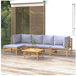 vidaXL Gartenlounge-Set Gartensofa mit Kissen Bambus grau