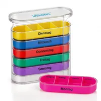 VABIONO® Pillendose Pillenbox Tablettenbox Medikamentenbox COLOR 7 Tage 4 Fächer Tablettendose Wochendosierer Woche (morgens mittags abends nachts)