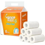 C&S Küchenrollen, 2-lagig, 390 Blatt (65 Blatt * 6 Rollen), super saugfähig, ölbindend, wasserbindend, Küchenunverzichtbar
