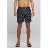 URBAN CLASSICS Pattern Badeshorts Black Script S