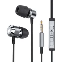 mobilefox In-Ear Kopfhörer Headset Magnet Sport Design Memory Foam Ohrhörer Mikrofon Grau