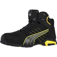 Puma Amsterdam Mid Gr. 42 schwarz/gelb Leder S3 SRC EN20345