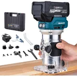 Holzfräse 21V Brushless Akku-Oberfräse Kantenfräse Mit Trimmer-Basis, 4,0Ah Akku