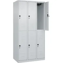 C+P Doppelstock-Spind Classic PLUS, 3 Abteile, 1850x900x500mm, 7035/7035 Verschluss Sicherheits-Drehriegel