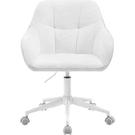 Woltu Homeoffice Stuhl, Schminkstuhl Drehstuhl höhenverstellbar, Bouclé-Sitz : Creme+Beige