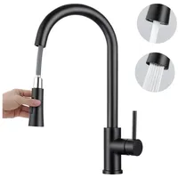 BONADE Wasserhahn Küche Schwarz, 360° Drehbare Küchenarmatur mit Brause