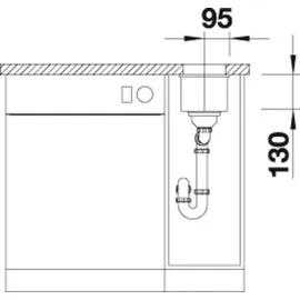 Blanco Subline 160-U InFino Unterbau Becken mittig schwarz (525981)