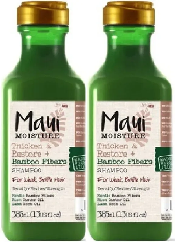 Maui Moisture Thicken & Restore + Bambusfasern Kräftigendes Shampoo und Conditioner-Set für geschmeidiges Übergangshaar