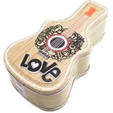 Spardose aus Metall, Form einer Gitarre mit Schloss, lustige Spardose, große Größe für Jungen und Mädchen (Holz)