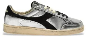 Diadora für Damen. 201182227 Prestige Metall verwendet Silber Leder Turnschuhe (36), Wohnung, Schnürsenkel, Lässig