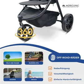 Mobiclinic Mobiclinic® kids, 3-rad-kinderwagen, Agnes, Geländereifen, Einhandlenker, 5-punkt-gurtsystem, Rückentasche, Sportlicher stil, Ein-klick-faltmechanismus, Xxl-korb, Bis zu 22 kg
