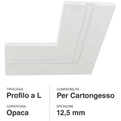 SOLOLED Integriertes Aluminium-L-Profil für LED-Streifen in verdeckter Gipskartonplatte