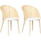 Beliani Esszimmerstuhl 2er Set Metall Hellbeige