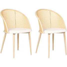 Beliani Esszimmerstuhl 2er Set Metall Hellbeige