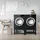 ML-Design Doppel Waschmaschinen Untergestell 2 Ablagen, Schwarz Metall, 128x32x54 cm,