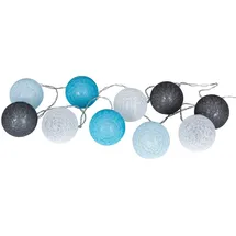 levandeo 10er Lichterkette LED Kugeln Lampions Baumwolle Blau Grau Deko Cottonballs