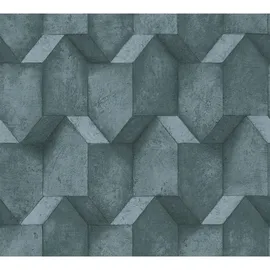 A.S. Création Vliestapete Betonoptik Blau Türkis