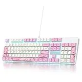 SOLIDEE Verkabelte mechanische Gaming-Tastatur in voller Größe,104 Tasten kabelgebundene Tastatur,RGB Hintergrundbeleuchtung&Nummernblock,NKRO mechanische Tastatur für Windows Laptop(104 Flower)