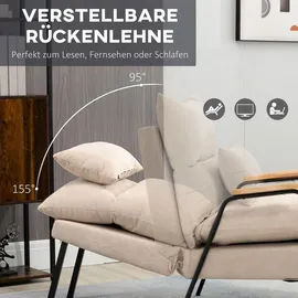 Homcom Relaxsessel Polyester/Cord 68 x 88 x 91,5 cm Beige mit Hocker
