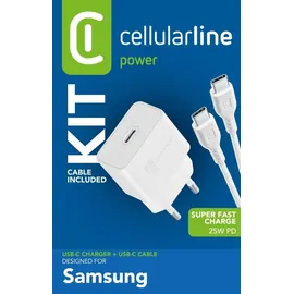 Cellular Line Cellularline Super Fast Charger Kit 25W - USB-C to USB-C - Samsung Drinnen, AC,