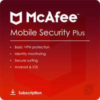 McAfee Mobile Security Plus VPN [Unlimited Device, 1 User (deutsch) (iOS/Android)