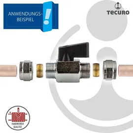 tecuro MINI Kugelhahn mit Klemmring für Kupferrohr ø 10 mm
