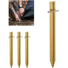 Relaxdays Heringe, 4er Set T-Stahl gold