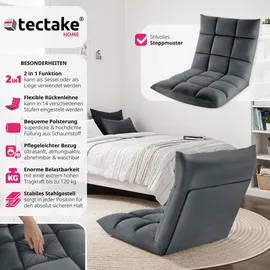 Tectake tectake® Relaxsessel Snooze, 2 in 1 Samt, 14-fach verstellbar - grau