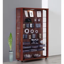 VCM my home Lumo Mini Vitrine nussbaum 8 Fachböden mit Beleuchtung