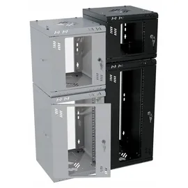 Stalflex Serverschrank, Netzwerkschrank 19" 12U, 450mm, Glastür Schwarz