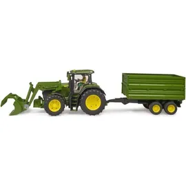 Bruder John Deere 7R 350 mit Frontlader und Tandemachstransportanhänger