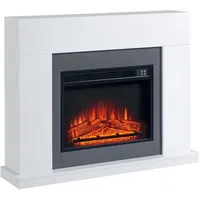 HOMCOM Elektrokamin mit Heizung, elektrischer Kamin mit LED Flammeneffekt und 3 Helligkeiten 2000W Dekokamin mit Einstellbarer Thermostat elektrisch Kaminfeuer mit Fernbedienung Weiß