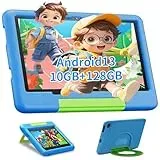 Kinder Tablet 10 Zoll Android 13, 10 GB RAM + 128 GB ROM / TF 1 TB, Octa-Core, 1080P IPS-Display, 6000 mAh, Dual-Kamera, WiFi, Kids Tablet mit Kindersicherung, Bildungssystem, EVA-Schutzhülle, Blau