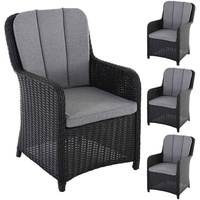 Raburg Gartensessel Gartenstuhl, Polyrattan, bequeme Auflagen mit Olefinbezug, Como (Set, 4-St), Polyrattan, bis 120 kg schwarz