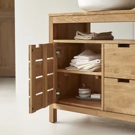 Tikamoon Waschtischunterschrank Serena aus massiver Eiche 80 cm