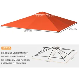 Outsunny Pavillondach Ersatzdach Pavillonabdeckung, Polyester, Orange,