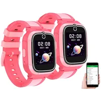 TrackerID Kids-Smartwatch: 2er-Set 4G-GPS-Kinder-Smartwatches, Videoanruf, Gorilla-Glas, pink (Kinder-Smartwatch mit SIM GPS, mit Simkarte, Sport)