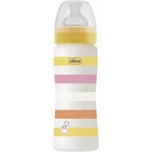 Chicco Babyflaschen Well-Being, schneller Fluss, weichem Silikon-Physio-Sauger und Soft Sense Finish, Anti-Antikolik, reduziert Aufstoßen und Reizbarkeit, 330 ml Plastikflasche, 4 Monate plus, Gelb
