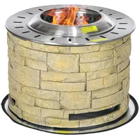 Outsunny Feuerschale,, Gelb, Metall, 52x39x52 cm, Freizeit, Campingzubehör, Feuerschalen