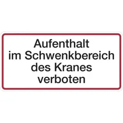 Hinweisschild, Aufenthalt im Schwenkbereich, 170x350mm, Alu geprägt - 350x170x0.45 mm Aluminium geprägt