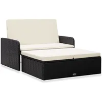 Festnight Gartensofa 2 Sitzer Rattan Lounge Sofa mit Liegefunktion Ottomane Polyrattan Outdoor Sofa mit Stauraum Balkon Liegesofa Balkonmöbel Couch Rattansofa