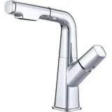 spülbecken Armatur küche Badezimmer-Waschtischarmatur Mit Ausziehbarer Brause, Kopf Höhenverstellbarer Küchenspüle-Wasserhahn Mit Zwei Wasserflussmodi Mit Luftsprudler Ohne Spritzen (Color : Chrome)