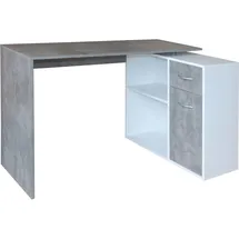 Hti-Living Eckschreibtisch 120 x 80 Beton Weiß