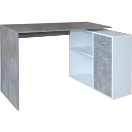 Hti-Living Eckschreibtisch 120 x 80 Beton Weiß